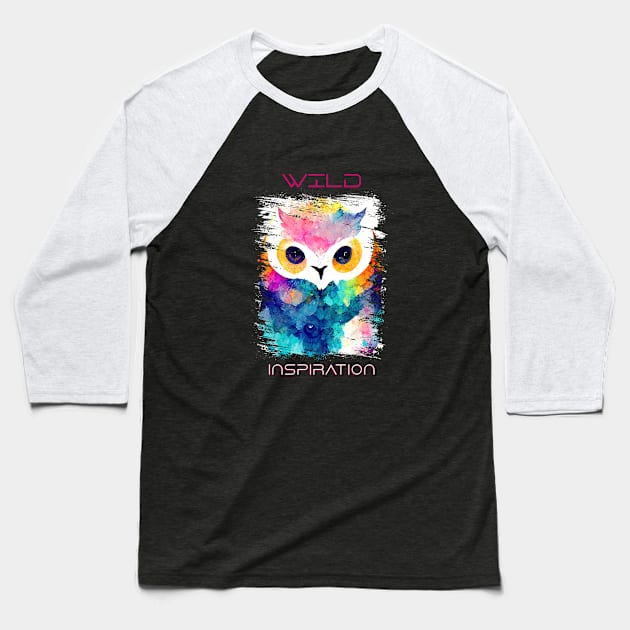 Owl Bird Wild Nature Animal Colors Art Painting Baseball T-Shirt by Cubebox